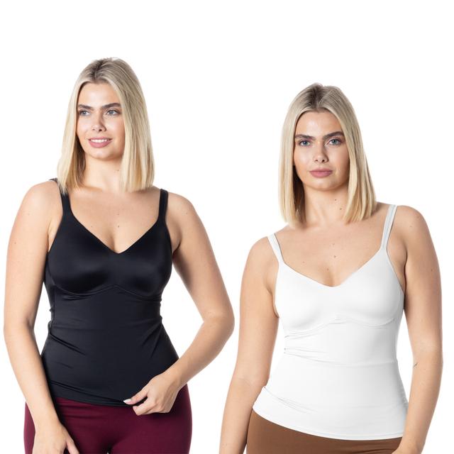Rhonda Shear Shapewear Shear Two-Pack Molded Cup Flirt Camisole | Style: Black/White | Size: 3X | by TSC