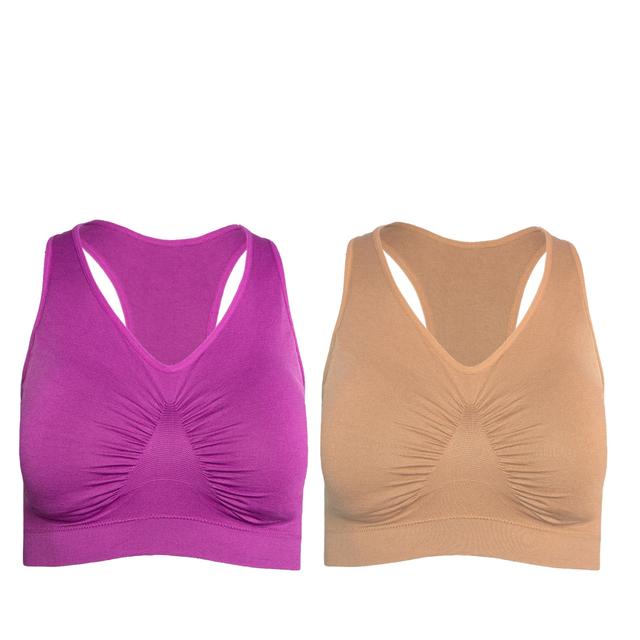 Rhonda Shear Shapewear Shear Seamless Racerback Bra (2-pack) | Style: Sienna/Purple | Size: XS | by TSC