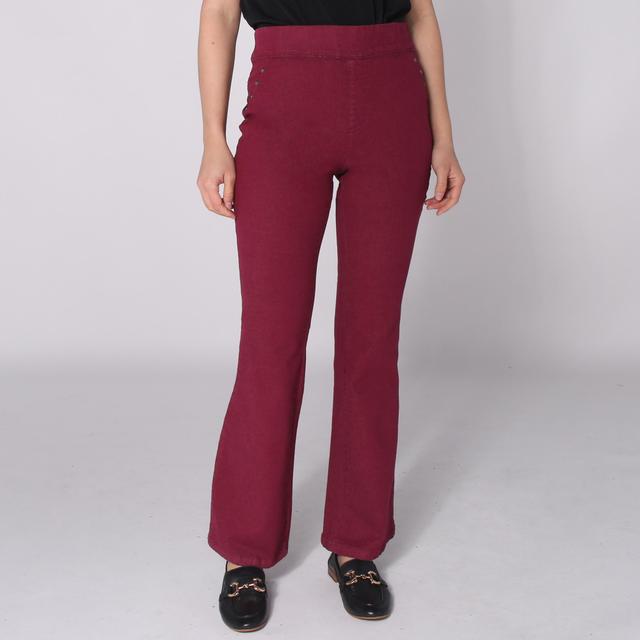 Hailey Lyn Flare Leg Pull On Denim Pant | Style: Deep Wine | Size: Medium | by TSC