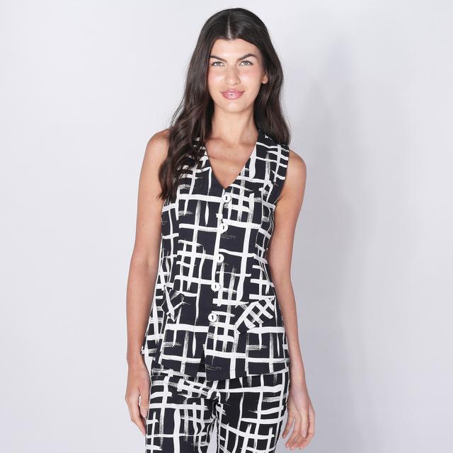Marallis Peek-A-Boo Back Millennium Vest With Front Button | Style: Black/White | Size: Large | by TSC