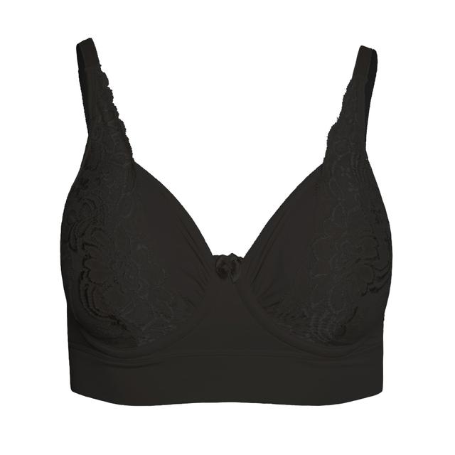 Rhonda Shear Shapewear Shear No Wire Underwire Bra With Lace | Style: Black | Size: XS | by TSC