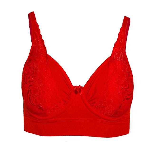 Rhonda Shear Shapewear Shear No Wire Underwire Bra With Lace | Style: Cherry | Size: XS | by TSC