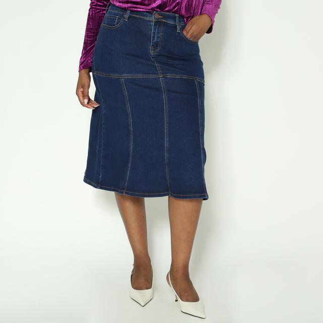 DG2 by Diane Gilman Flounce Midi Skirt | Style: Indigo | Size: 10 | by TSC