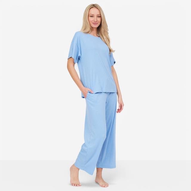 N Natori Soothe Rib Short Sleeve Lounge Set | Style: Angel Blue | Size: XS | by TSC