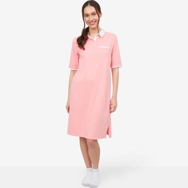 Cuddl Duds Cottonwear+ Collared Lounge Dress | Style: Flamingo Pink | Size: Small | by TSC