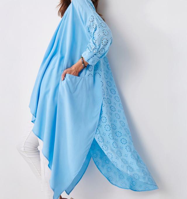 Charlie Paige Waterfall Eyelet Detail Kimono | Style: Light Blue | Size: XL | by TSC