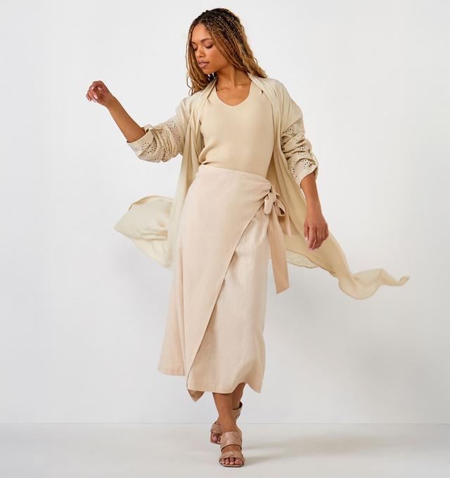 Charlie Paige Waterfall Eyelet Detail Kimono | Style: Tan | Size: XL | by TSC