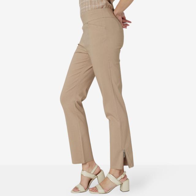 Nina Leonard Millennium Trouser with Zipper Detail | Style: Tan | Size: 3X | by TSC