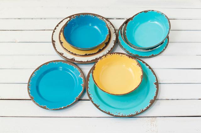 Fox Run 12-Piece Rustic Look Antique Melamine Dinnerware Set | by TSC