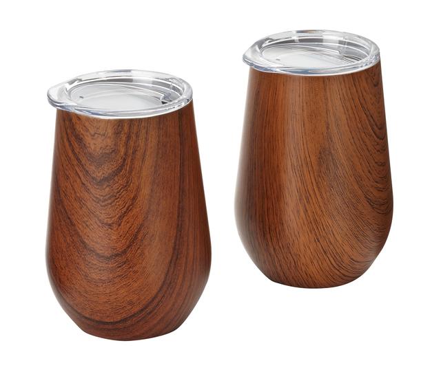 Outset Grillware Outset Wood Grain Double Wall Wine Tumblers | by TSC