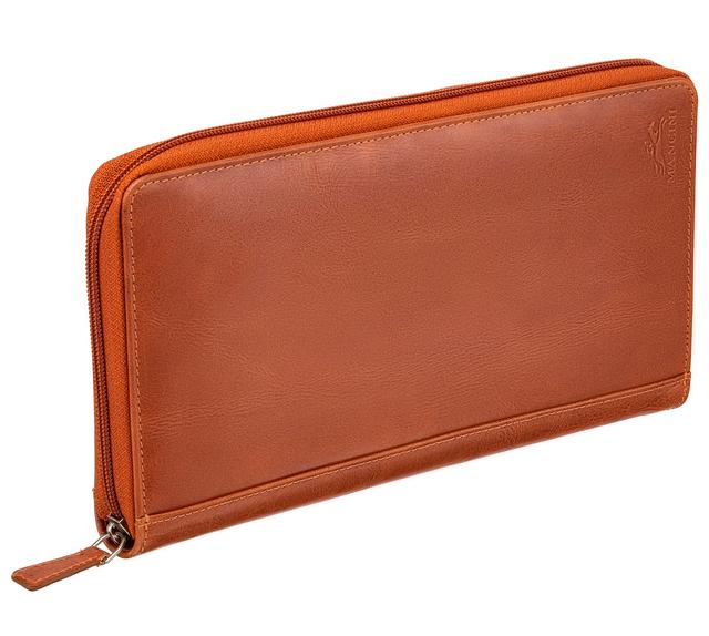 Mancini Fine Leather Casablanca Collection RFID Secure Zippered Passport/Travel Organizer | Style: Cognac | by TSC