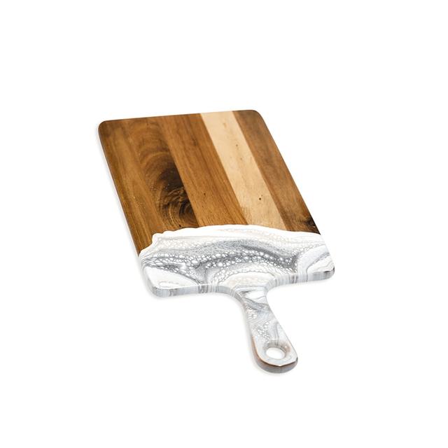 Lynn & Liana Handmade 8" x 16" Medium Acacia Cheeseboard, Marble Design | by TSC