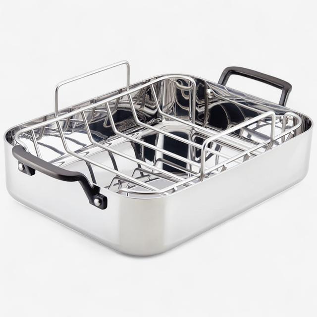 KitchenAid 15" x 11.5" 5-Ply Clad Stainless Steel Roaster with Removable Rack (polished stainless steel) | by TSC