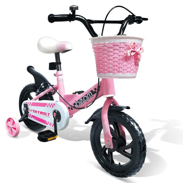 Beam Sports 12" Pink Kids Beginners Bike with Training Wheels (ages 2-5) | by TSC