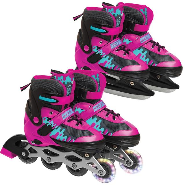 Rugged Racer Kids Adjustable And Convertible Roller Blade And Ice Skate (Small, Pink) | by TSC