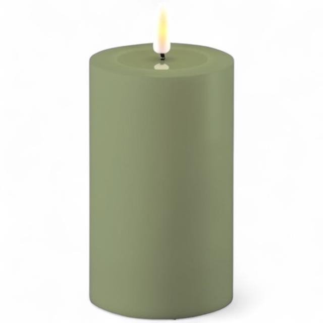 Deluxe Home Art Wax LED Outdoor Candle (3" diameter) | Style: Dust Green | Size: 3"X8" | by TSC