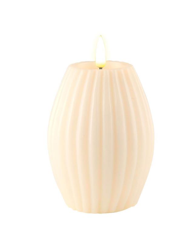 Deluxe Home Art Wax LED Striped Candle | Style: Cream | Size: 4"X6" | by TSC