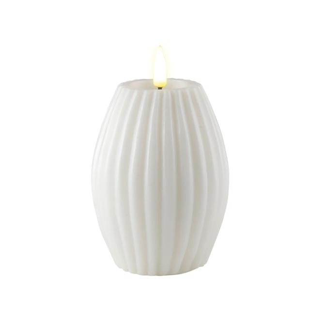 Deluxe Home Art Wax LED Striped Candle | Style: White | Size: 3"X4" | by TSC