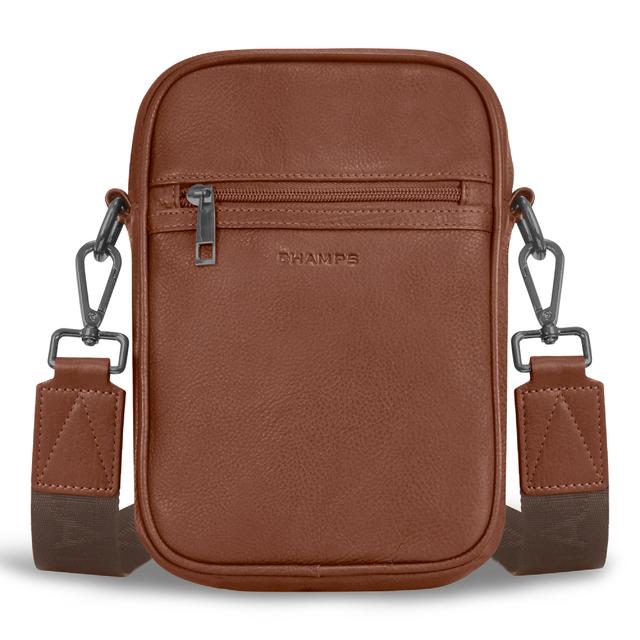 Champs Onyx Leather Vertical Crossbody Bag | Style: Brown | by TSC