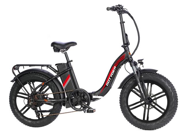 GoTyger 500W 20" 4.0 Fat Tire Foldable Step Through E-Bike | Style: Black | by TSC