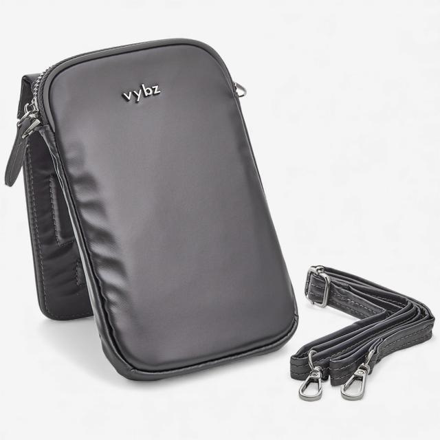 VYBZ Magnetic Pocket Pal with Cross-Body Strap | Style: Metallic Charco | by TSC