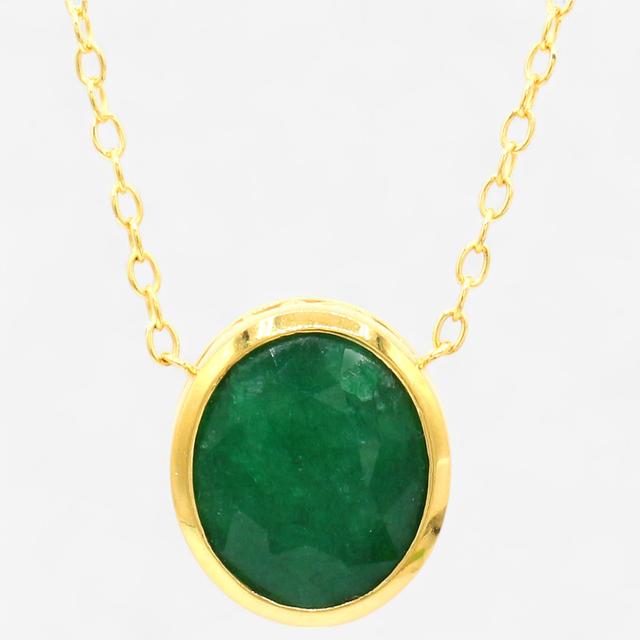 Gems En Vogue Palladium Silver Zambian Emerald Necklace | Style: Oval | by TSC