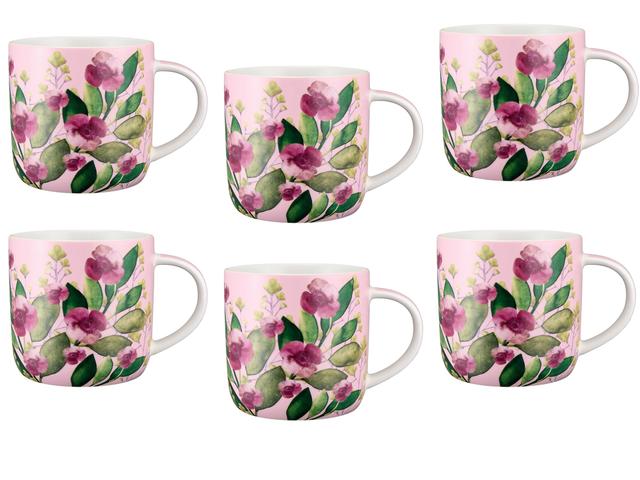 Maxwell & Williams Bouquet Green/Pink Mug, 480 ml (set of 6) | by TSC