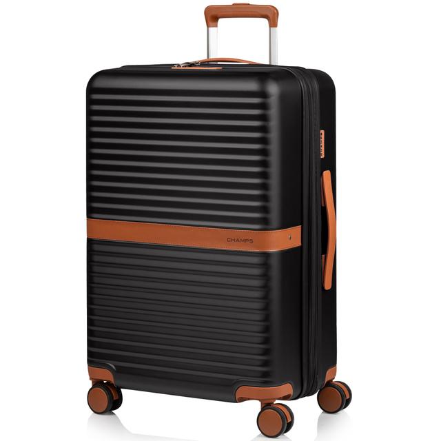 Champs Luggage Vintage II Collection Hard Side Spinner Expandable Medium Check-in Luggage | Style: Black | by TSC