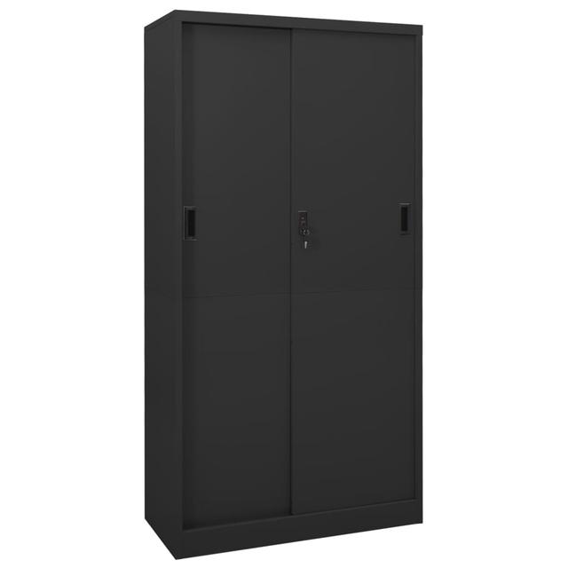 Office cabinet and sliding door Anthracite 90x40x180 cm | by TSC