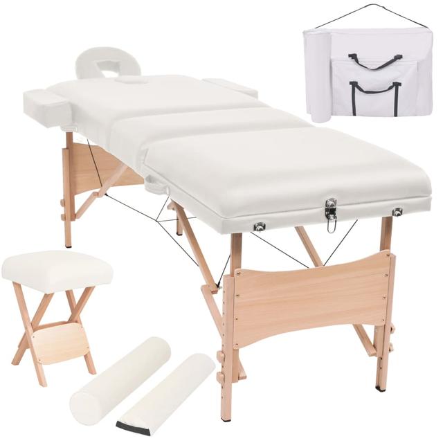 Foldable massage table and stool 10 cm thick White | by TSC