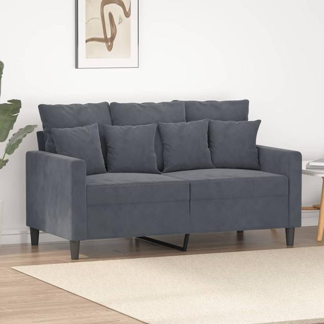 2-seater sofa Dark gray 120 cm Velvet | by TSC