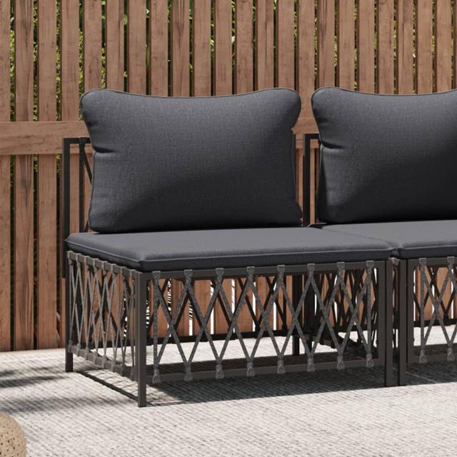 Central garden sofa with anthracite woven fabric cushions | by TSC