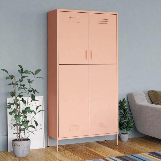 Wardrobe Pink 90x50x180 cm Steel | by TSC