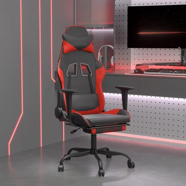 Gaming chair with footrest Black and red Faux leather | by TSC