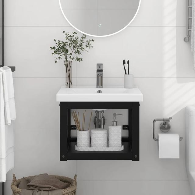 Wall-mounted bathroom sink frame Black 40x38x31 cm Iron | by TSC