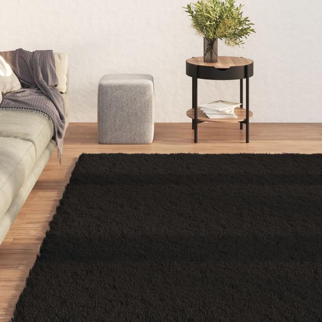 Soft washable shaggy rug black 160x230 cm non-slip gray | by TSC