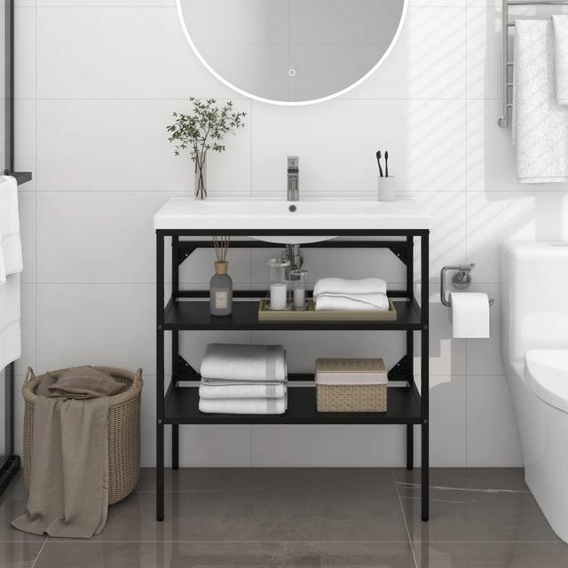 Bathroom sink frame Black 79x38x83 cm Iron | by TSC