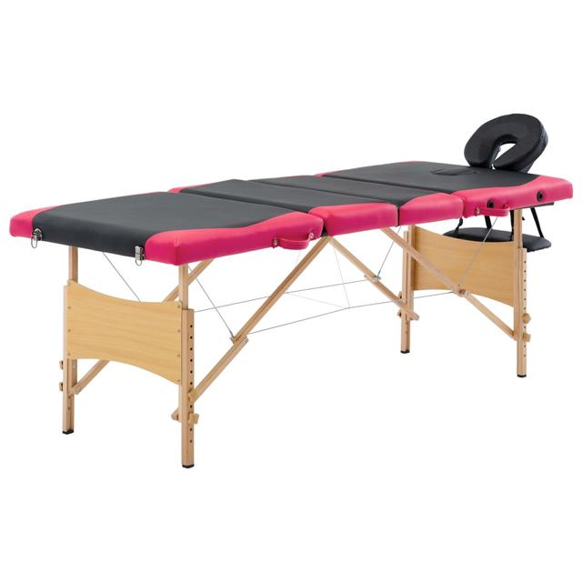 Foldable massage table 4 zones Wood Black and pink | by TSC