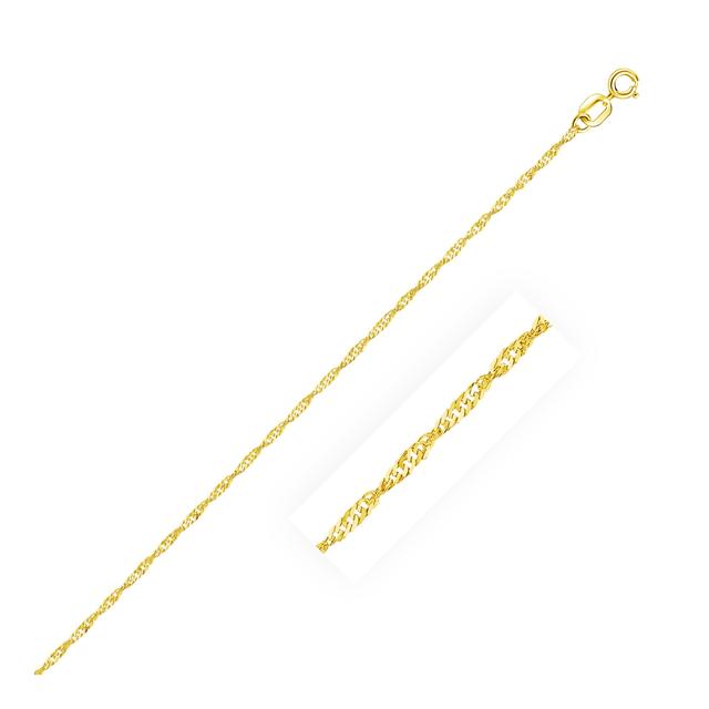 14k Yellow Gold Singapore Chain 1.0mm | Style: D168442 | Size: 7 | by TSC