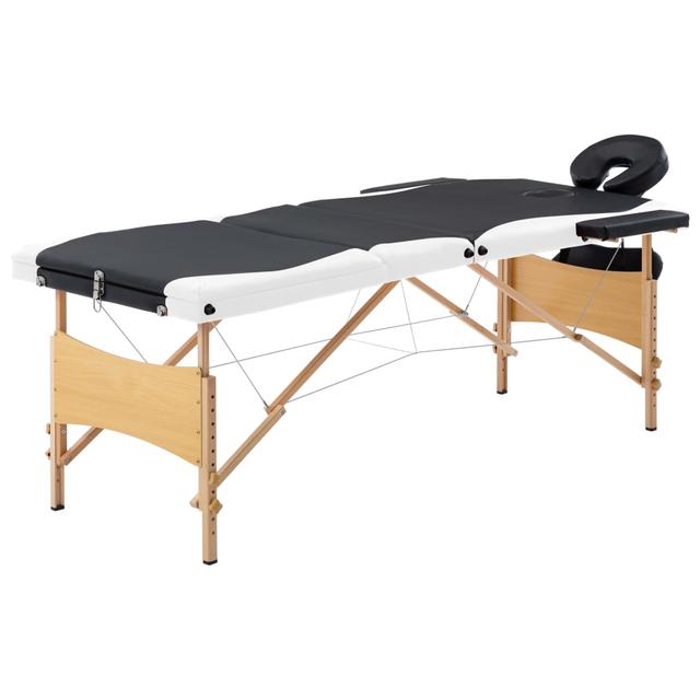 Foldable massage table 3 zones Wood Black and white | by TSC