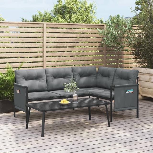 Steel anthracite and textilene anthracite garden sofa | by TSC