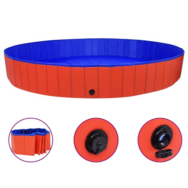 Foldable swimming pool for dogs Red 300x40 cm PVC | by TSC