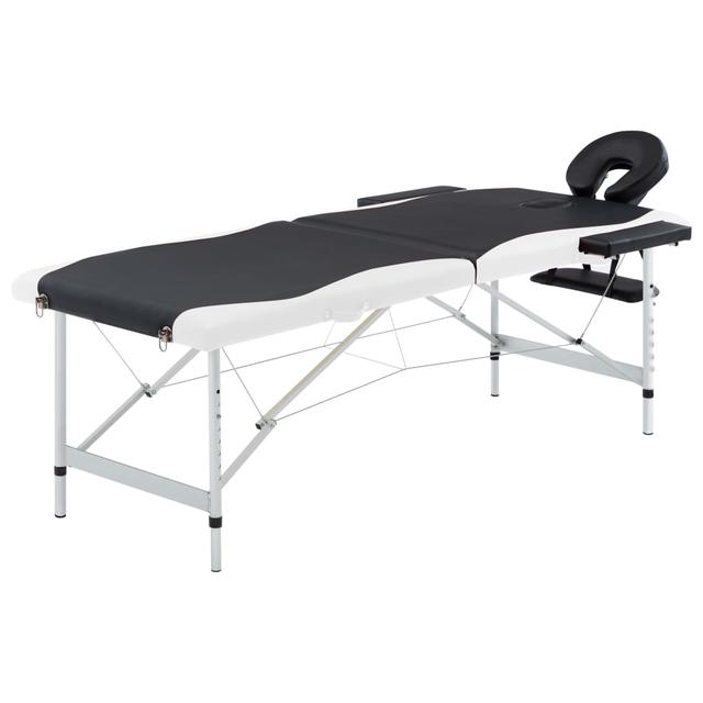 Foldable massage table 2 zones Aluminum Black and white | by TSC