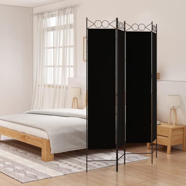 Partition wall 4 panels Black 160x200 cm Fabric | by TSC