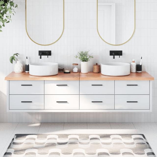 Brown bathroom counter 200x50x(2-4) cm treated wood | by TSC