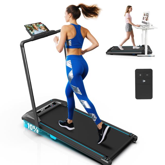 IMFIT Walking Pad Pro Treadmill | Compact Foldable Design | Quiet Operation | Manual Incline | Handrail for Extra Support | Tablet Mount