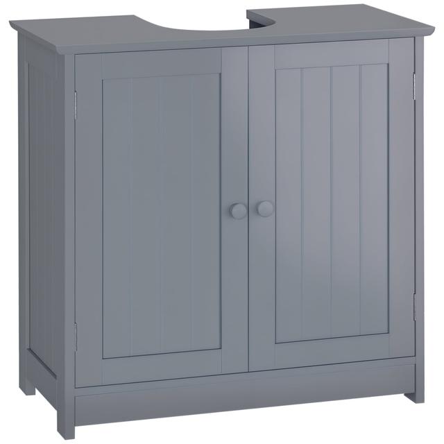 HOMCOM 24" Bathroom Vanity, Bathroom Cabinet with Shelf | Style: Grey | Size: 24"L X 12"W X 24"H | by TSC
