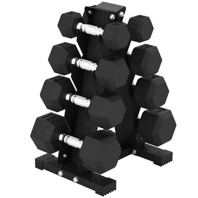 Soozier 100 LBS Dumbbell Set with Rack, Rubber Coated Hex Hand Weights | by TSC