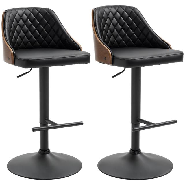 HOMCOM Adjustable Bar Stools Set of 2, Swivel Counter Height Barstools | by TSC