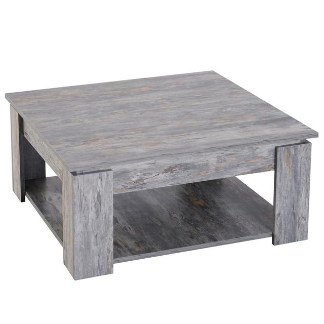 HOMCOM 2 Tier Modern Coffee Table Console End Table Living Room Shelf | Style: Grey | Size: 31"L X 31"W X 14"H | by TSC